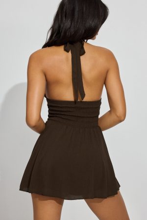 Ayla Halter Smocked Romper Dress