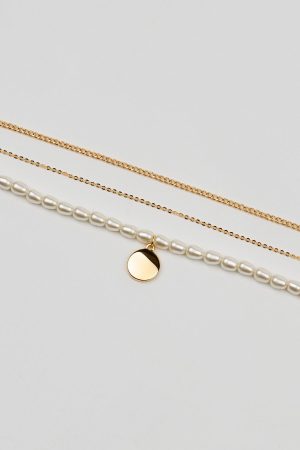 Set of 3 Pearl and Chain Necklaces