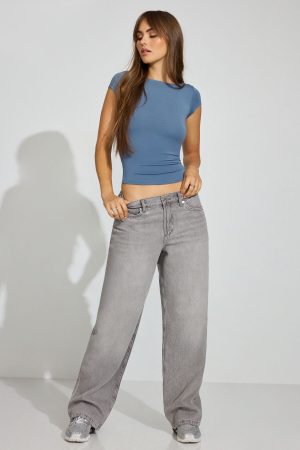 Cowl Back Short Sleeve Top