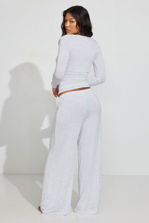 Sheer Ribbed Slouchy Pants