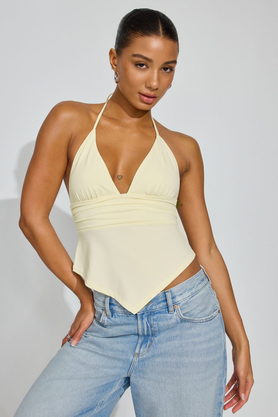 Plunge Halter Hankerchief Top