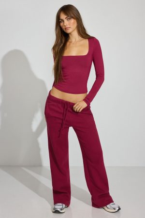 Smooth Open Neck Long Sleeve Tee