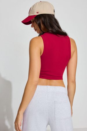 Mid Neck Cropped Tank Top