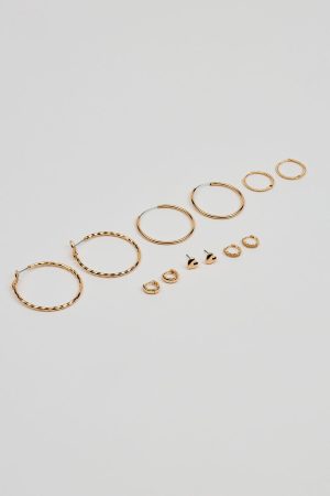 6 Pack of Mini Studs & Thin Hoop Earrings