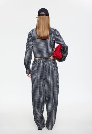 AURA PANT – NAVY LEMON PLAID