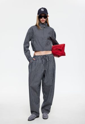 AURA PANT – NAVY LEMON PLAID